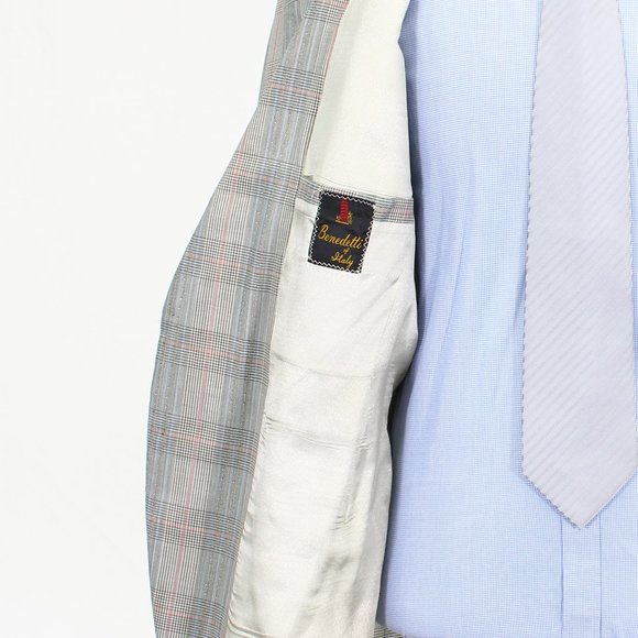 Vintage 1970s 46L Gray Check 2-Button Sport Coat Blazer Jacket B242 - Picture 9 of 11